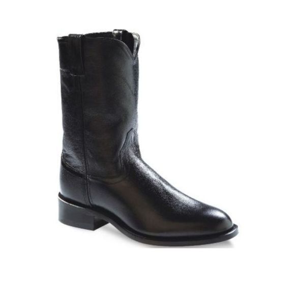 Old West Western Boots Mens Corona Roper Toe PU Black SRM4010 - Picture 1 of 8